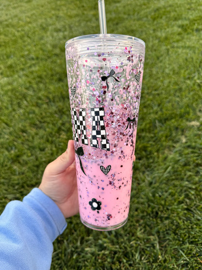 Lava Lamp Checkered MAMA 24oz Tumbler RTS