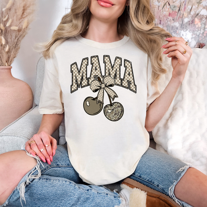Neutral & Camo Checkered MAMA Cherry Hearts