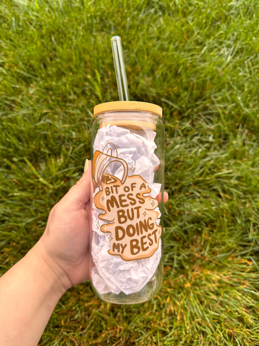 Bit of a Mess 20oz Glass Tumbler