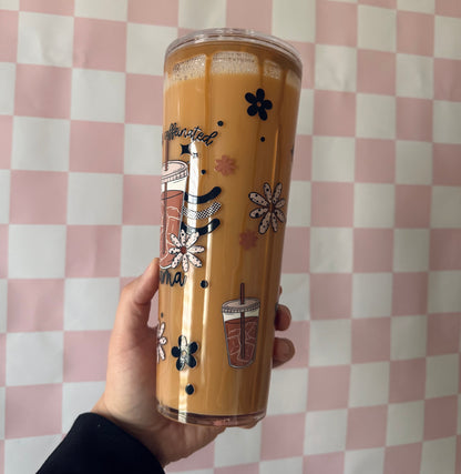 Tired & Caffeinated Mama snow globe tumbler