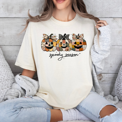 Patched Pumpkin Spooky Season T-shirt