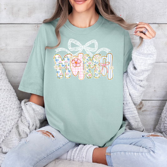 Floral & Gingham MAMA t-shirt