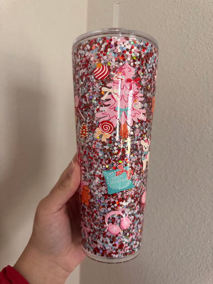 Pink Christmas Wonderland 24oz Tumbler RTS