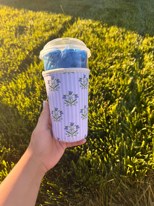 Bellflowers and Stripes Coffee Sleeve