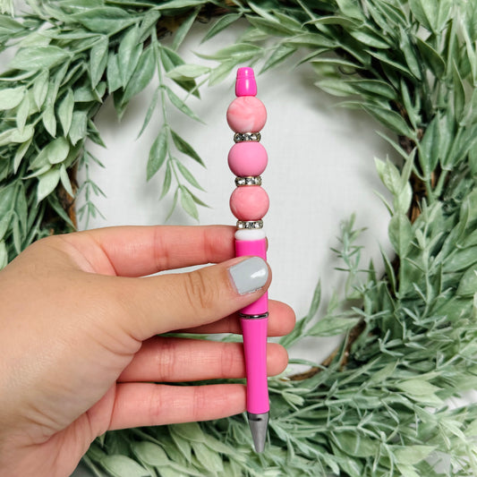 Pink Swirls Beaded Pen