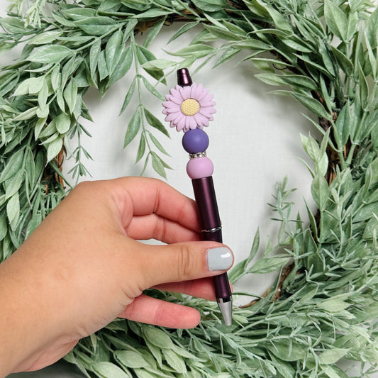 Lilac Daisy Beaded Pen