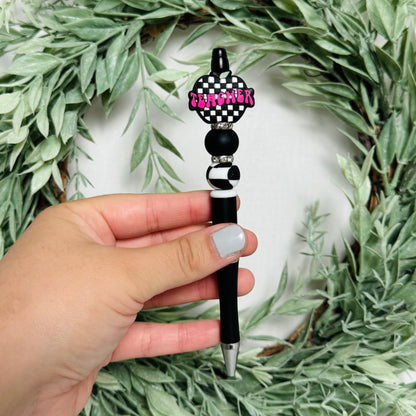 Checkered Teacher Beaded Pen