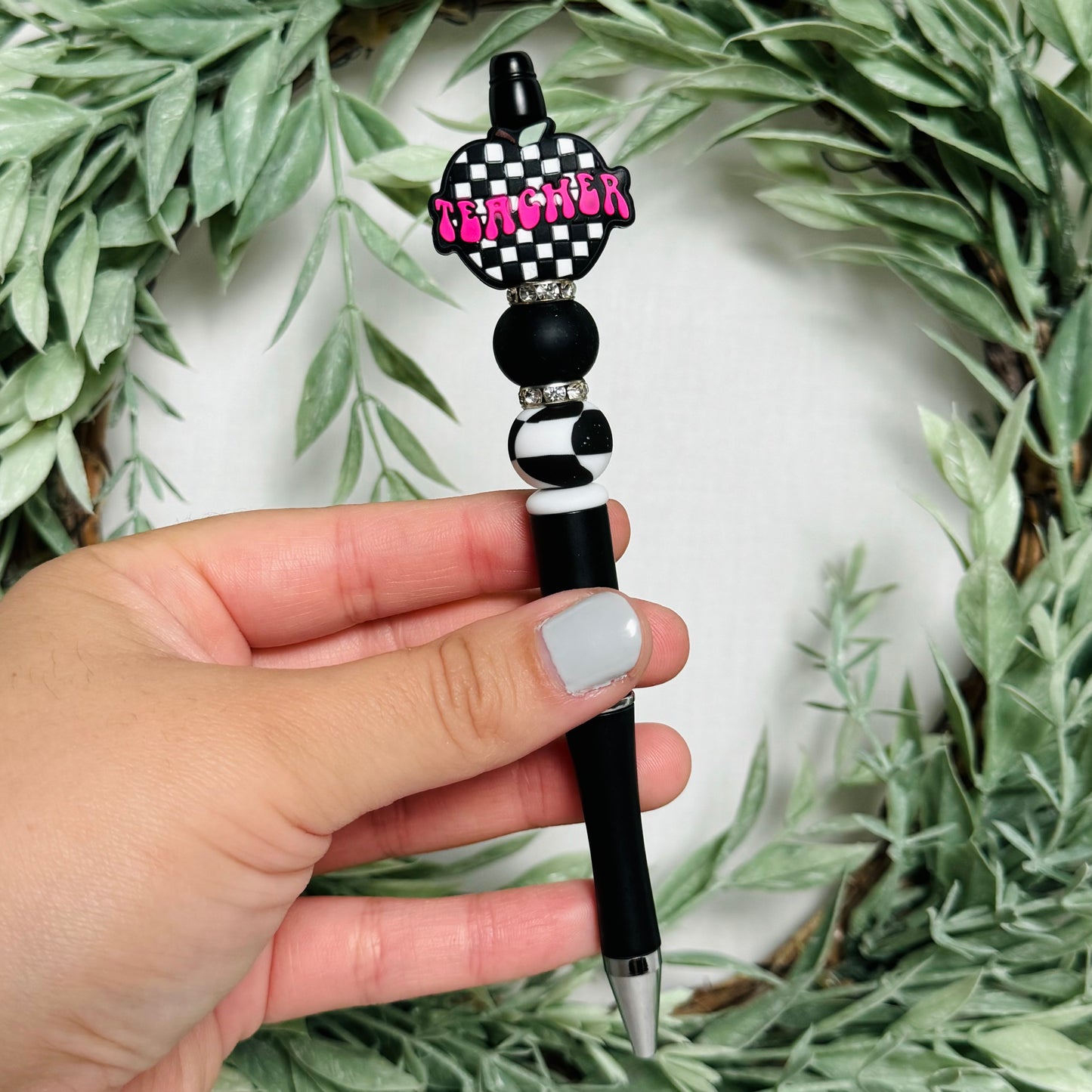 Checkered Teacher Beaded Pen