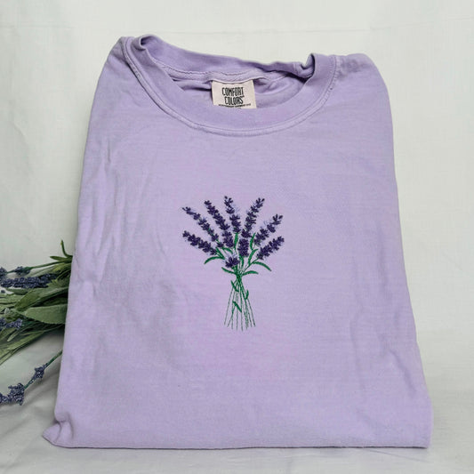 Lavender Bouquet Embroidered Cropped Tee