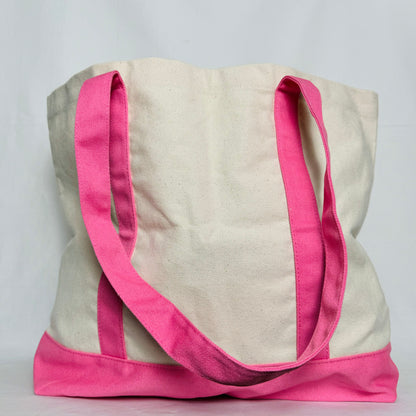 Tulip Embroidered Pink Canvas Tote Bag