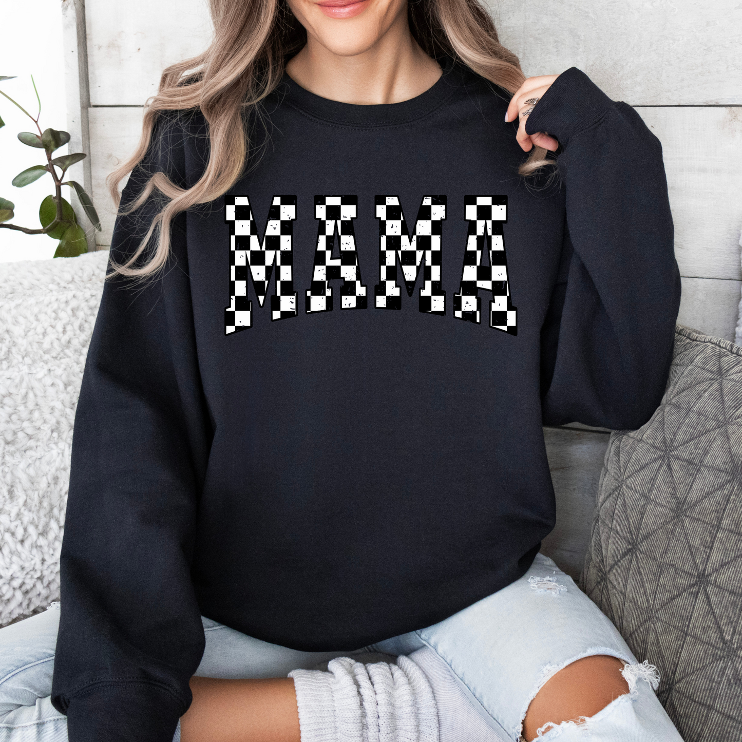 Distressed Black & White Sweatshirt/T-shirt