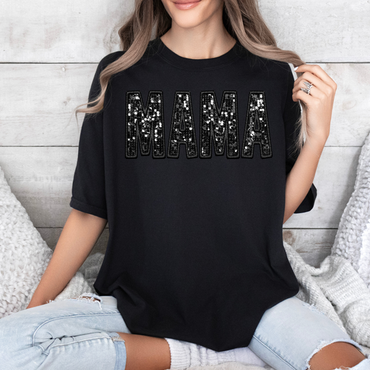 Faux Sequin Mama T-shirt