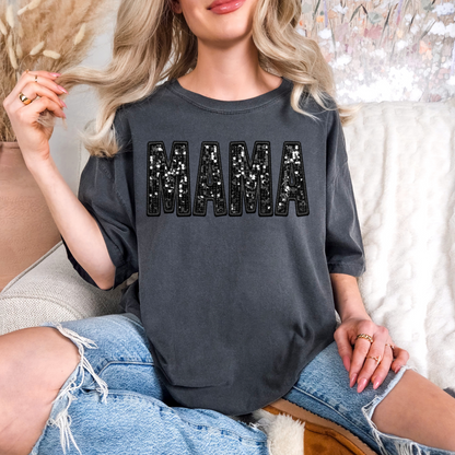 Faux Sequin Mama T-shirt