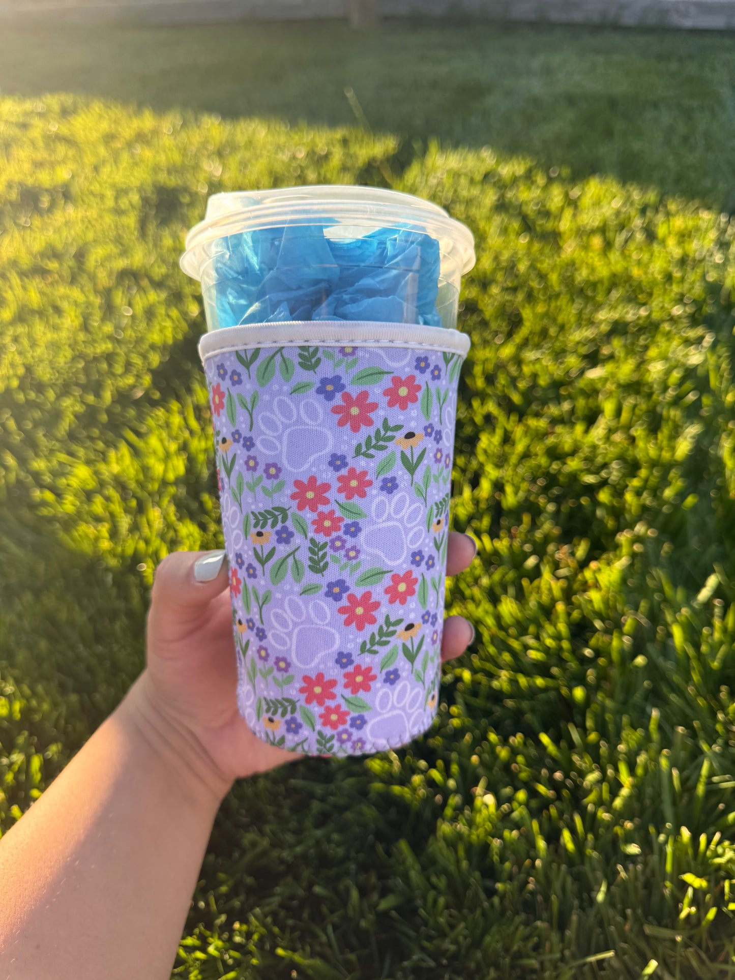 Floral Paw Print Coffee Sleeve