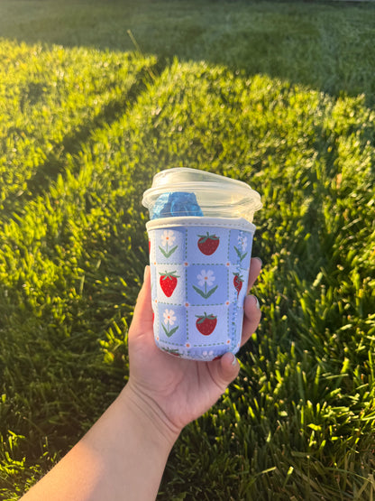 Strawberries & Florals Patch Work Coffee Sleeve