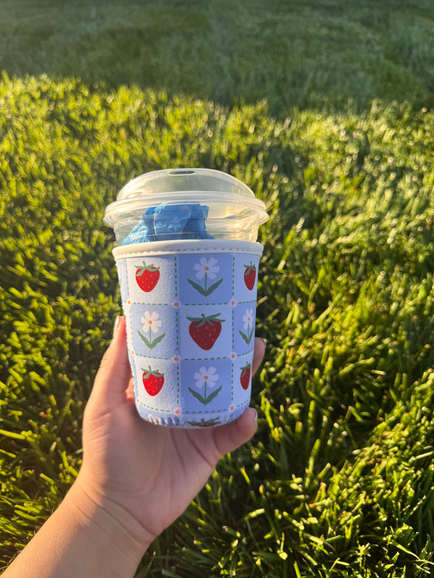 Strawberries & Florals Patch Work Coffee Sleeve