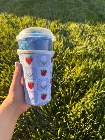 Strawberries & Florals Patch Work Coffee Sleeve