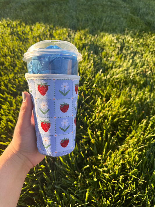Strawberries & Florals Patch Work Coffee Sleeve