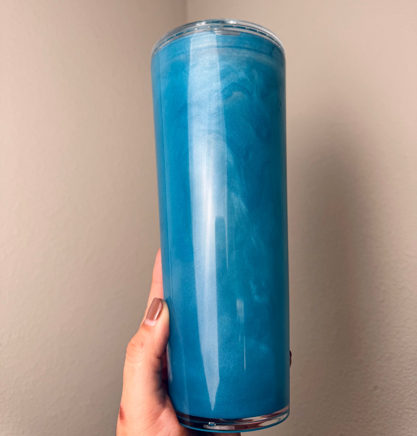 Ocean Blue Cateye Effect 24oz snow globe tumbler