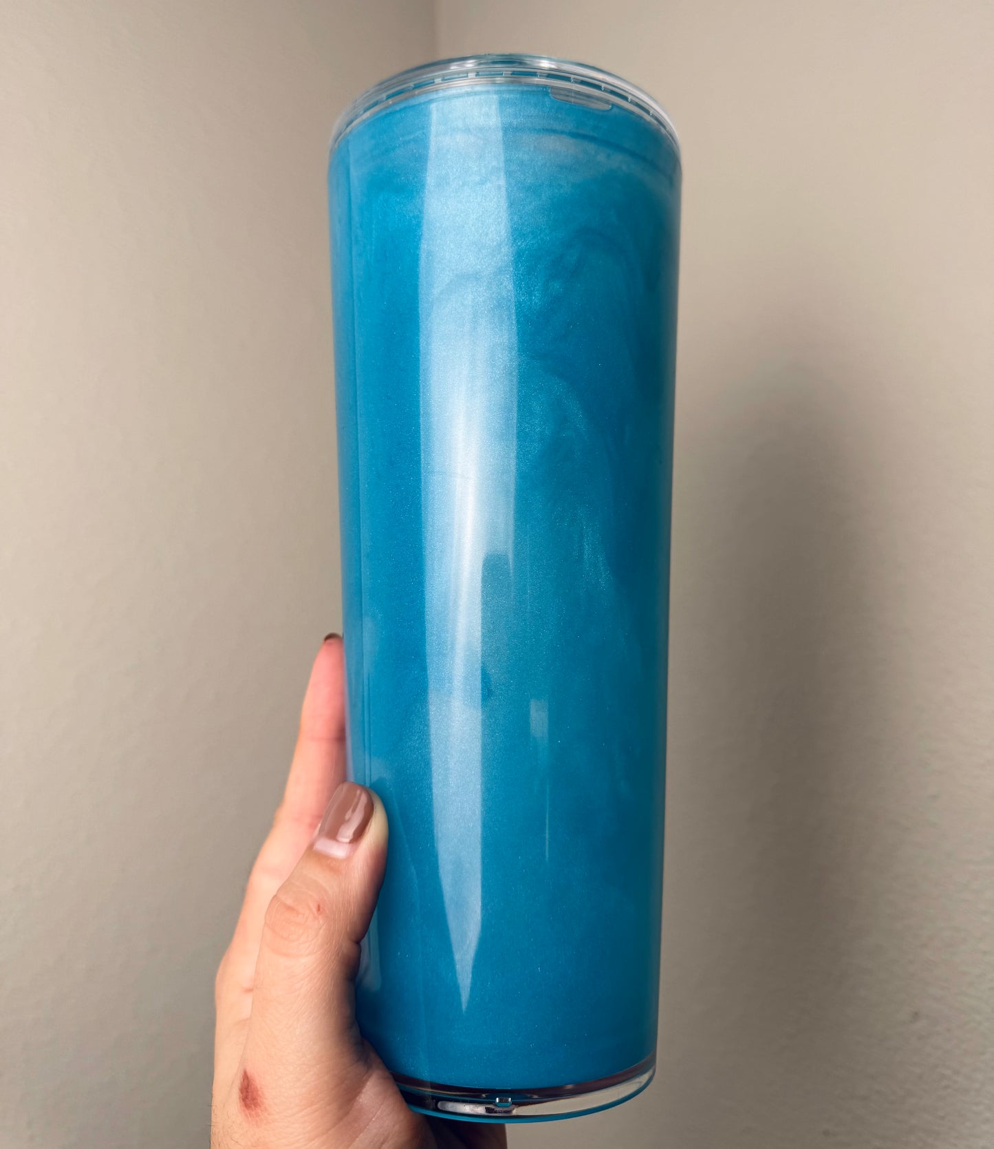 Ocean Blue Cateye Effect 24oz snow globe tumbler