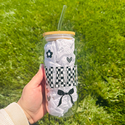 Distressed Checkered MAMA 20oz Tumbler