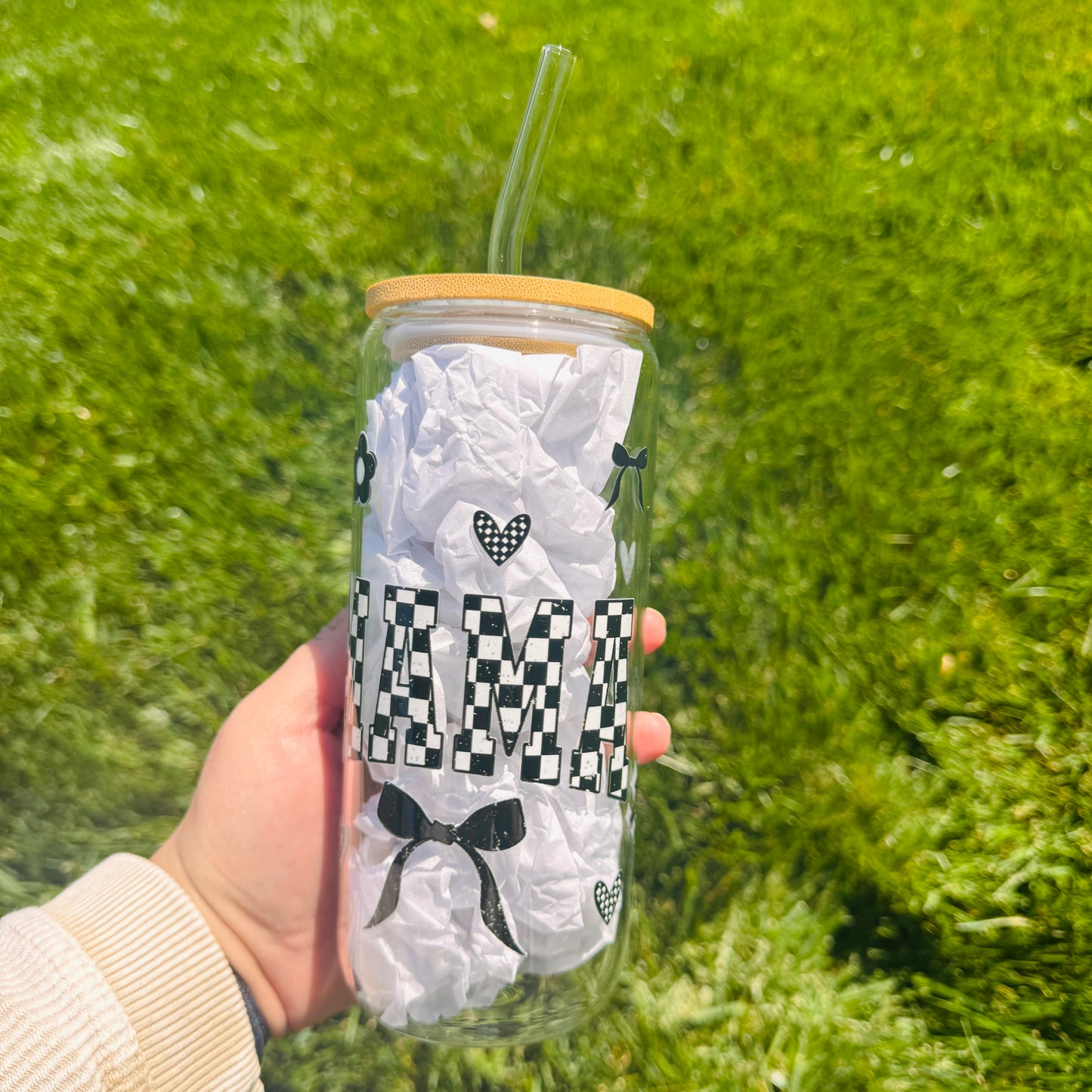 Distressed Checkered MAMA 20oz Tumbler